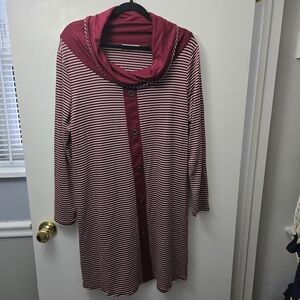 Emerald Burgundy and White Striped Dress 2X